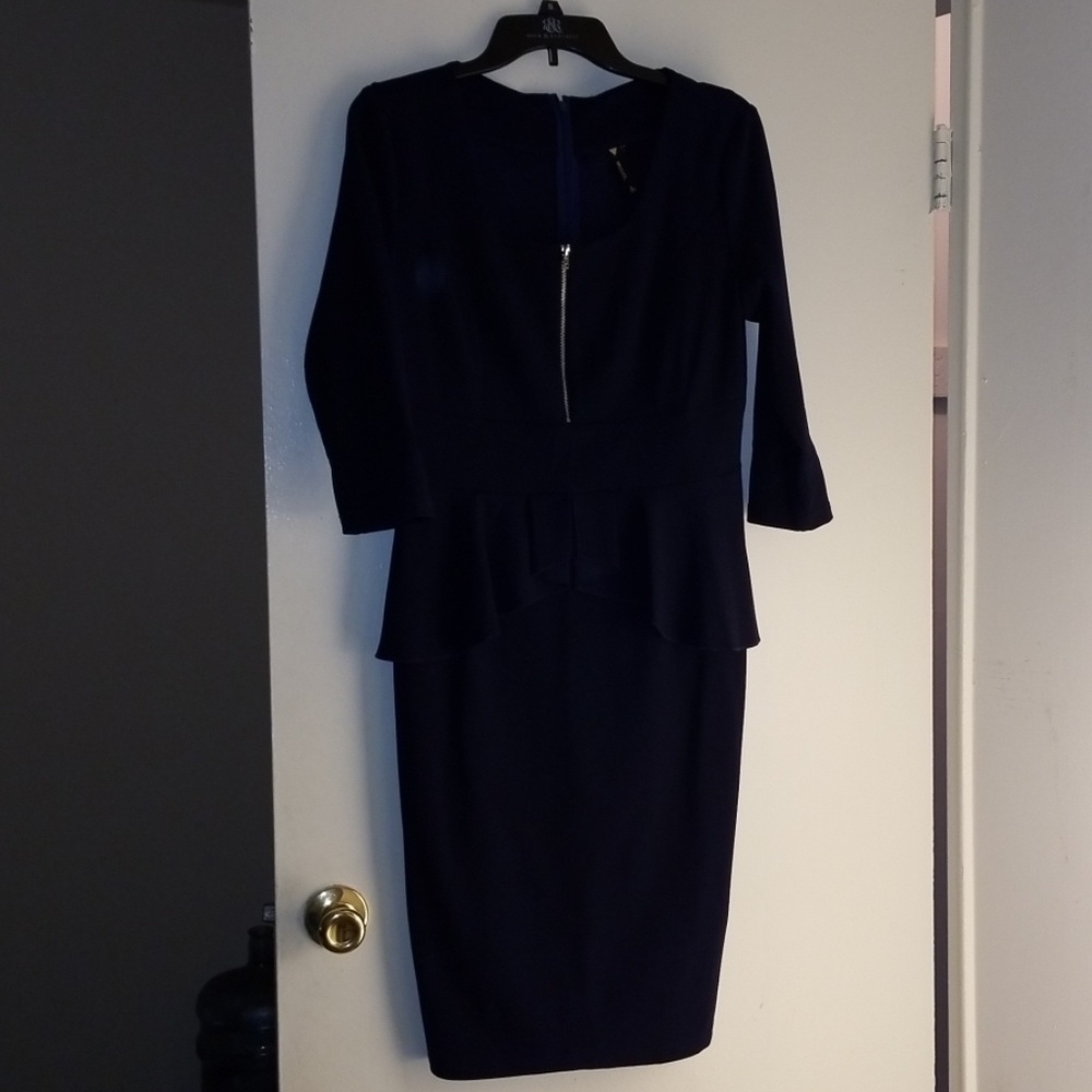 Navy Blue Peplum Dress